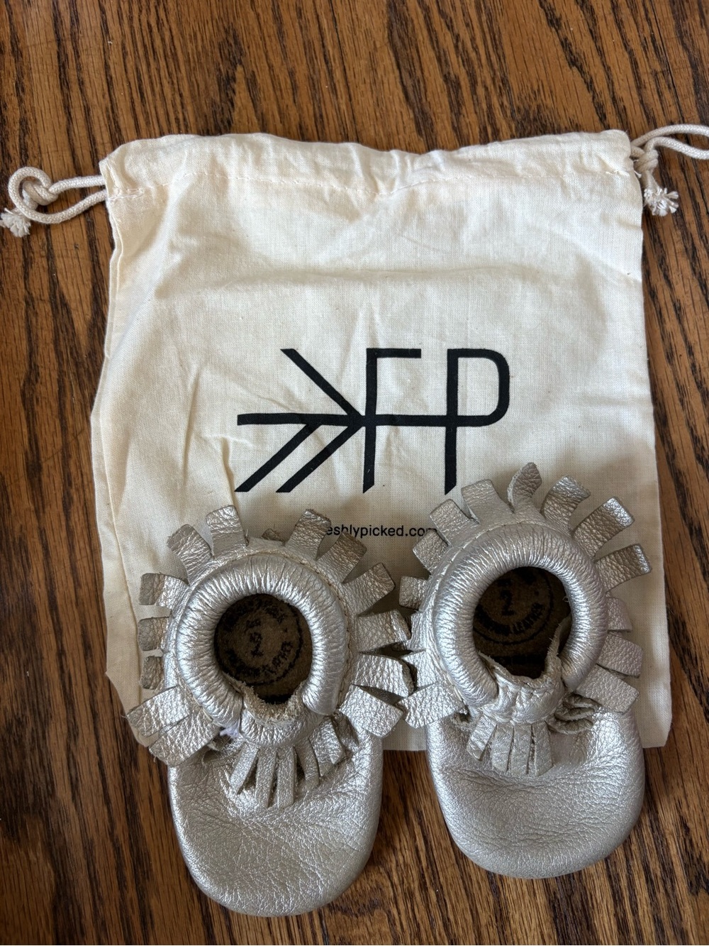 Freshly Picked Metallic Fringe Baby Moccasins